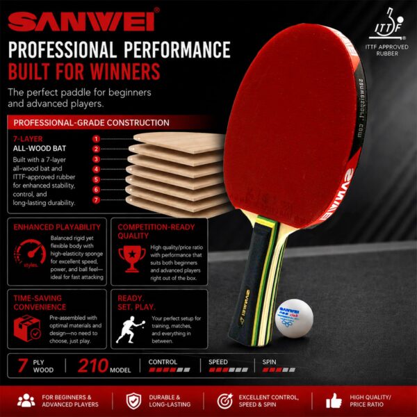 TAIJI 210 best ping pong paddle for beginners
