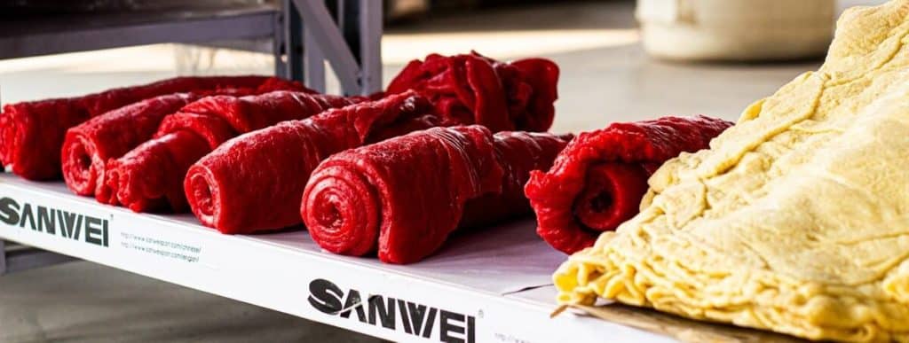 sanwei made table tennis rubber using pure natural rubber