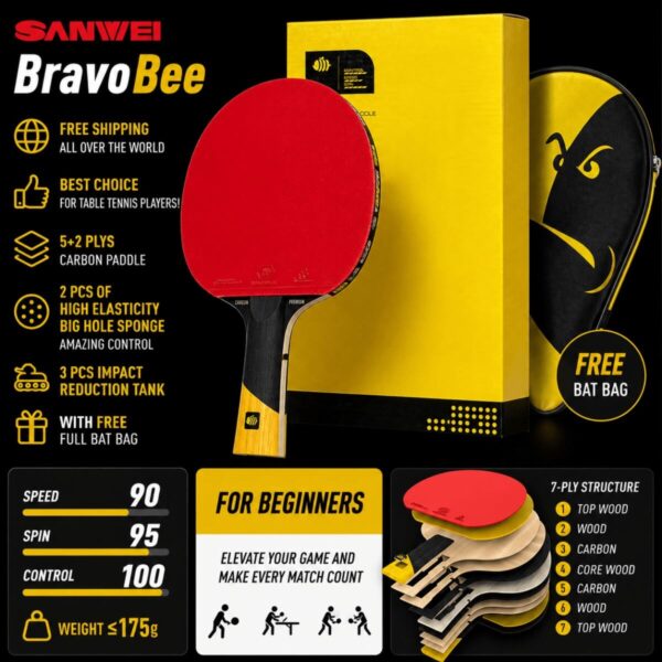BravoBee Carbon Ping Pong Paddles
